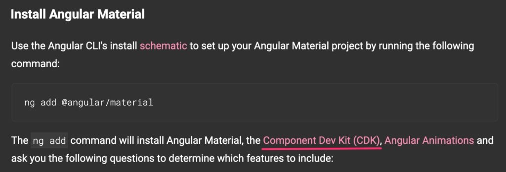 Angular Materialインストール方法の画像